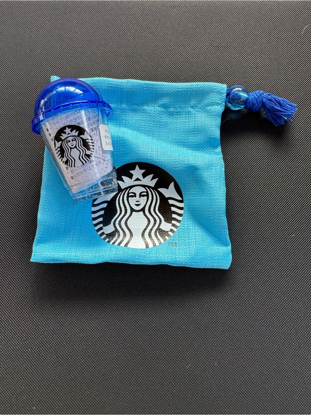Starbucks Mini Drink Smoothie Coffee Cup w/ drawstring mini pouch Blue Japan NWT